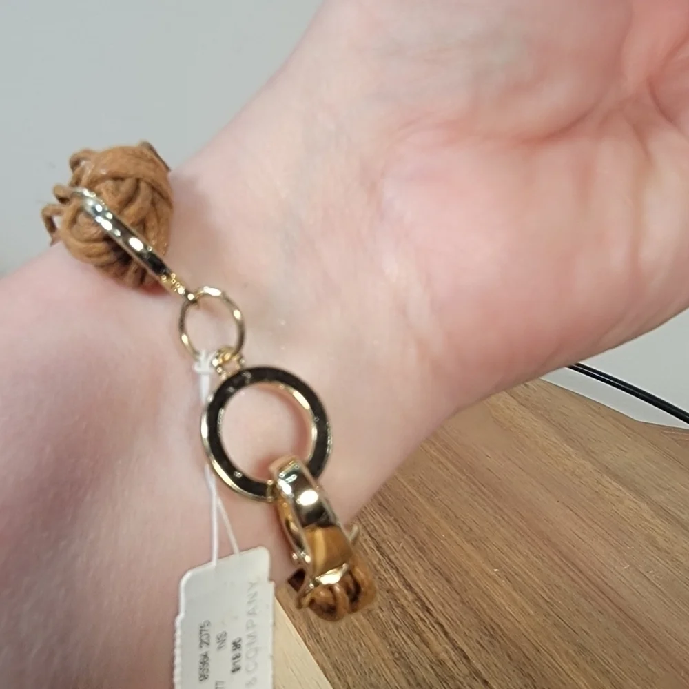 NEW New York and Company Leatherette and Gold tone Metal Bracelet